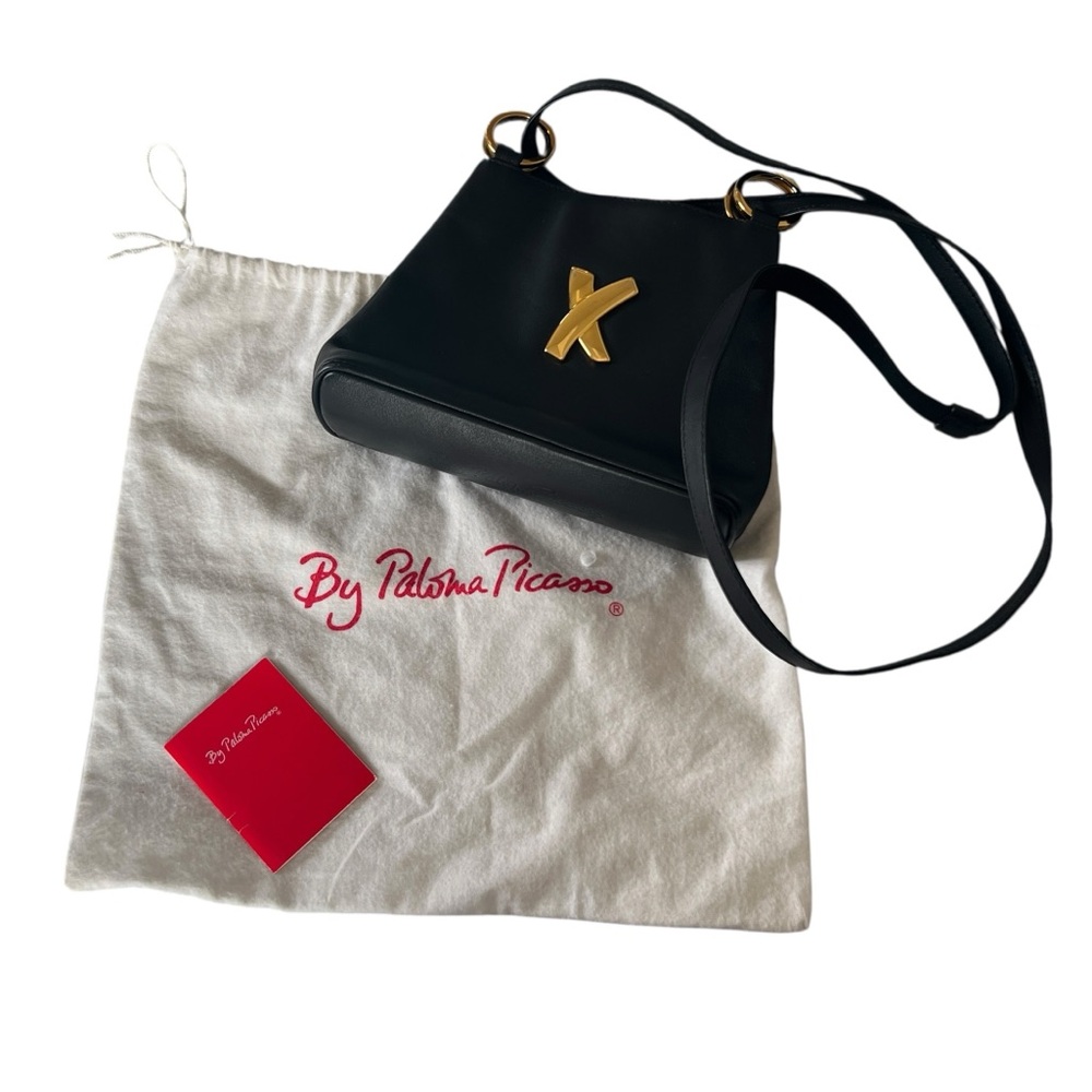 Paloma Picasso Black Convertible Shoulder/Crossbody Bag with Goldtone Details - Picture 2 of 9
